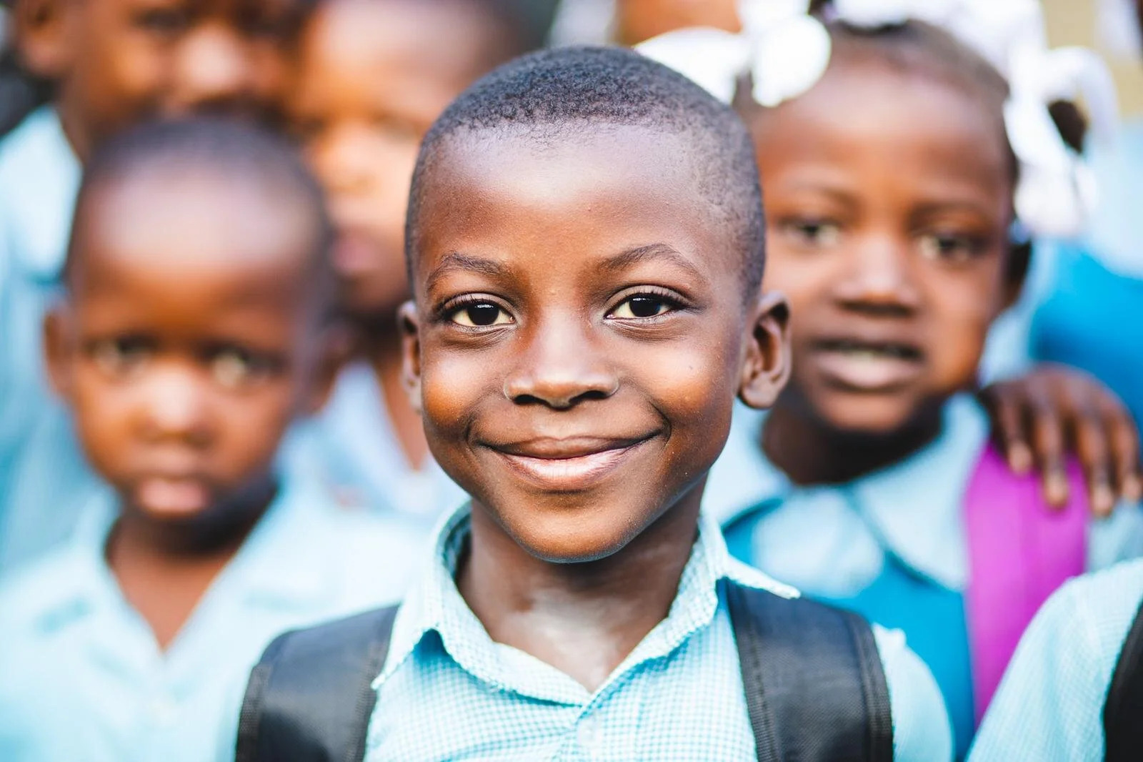 Smiling Haitian children in school