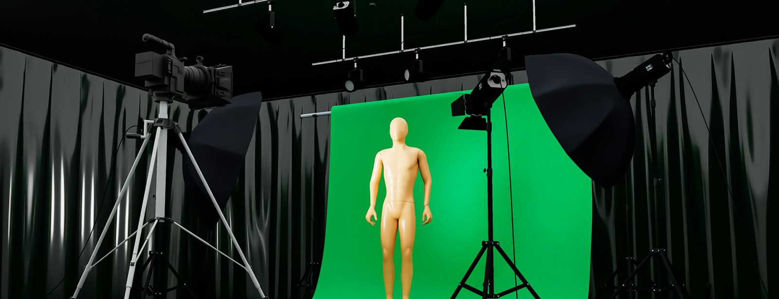 Green screen setup in a professional studio
