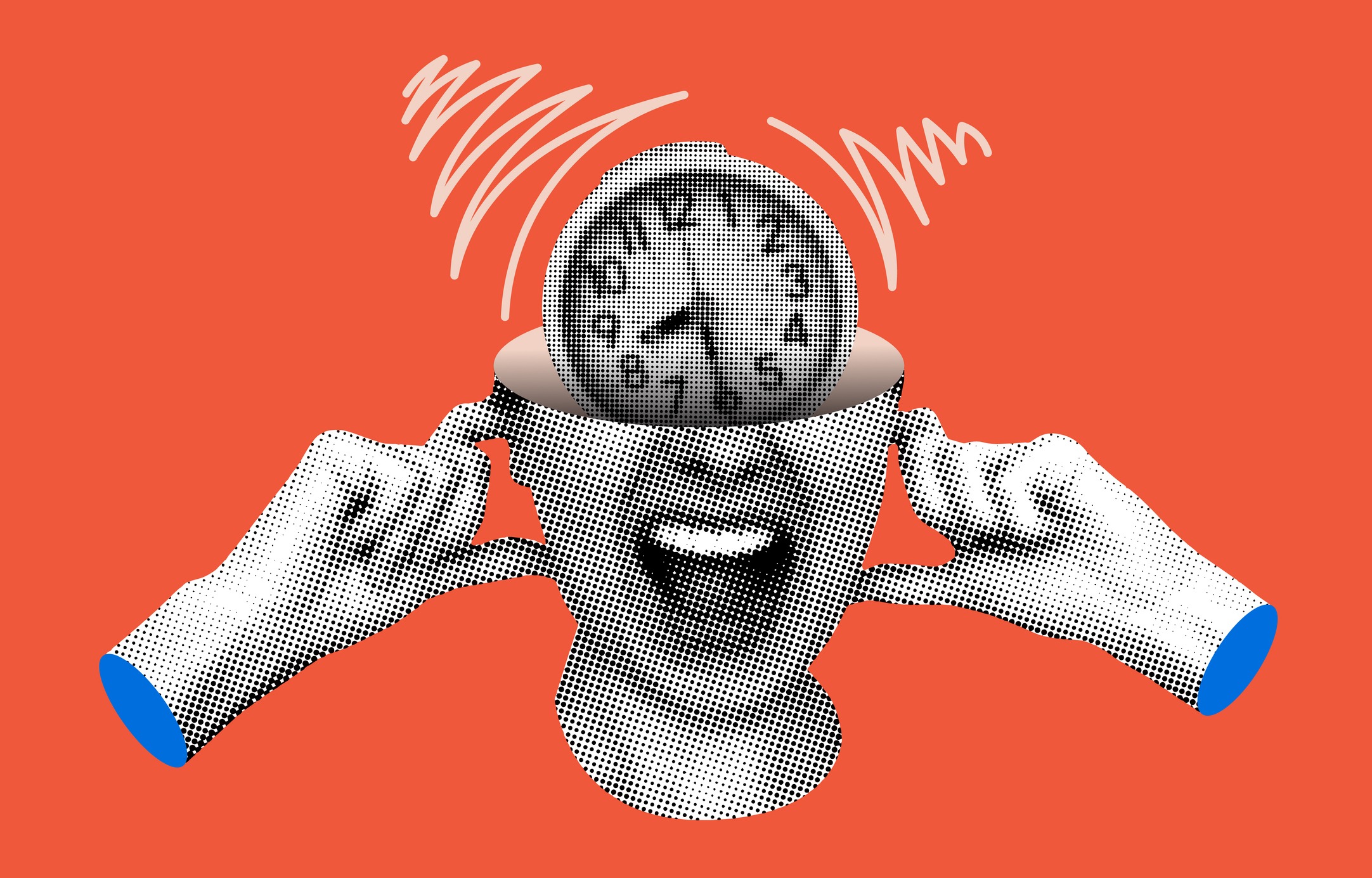 Graphic illustration of time stress and work burnout.