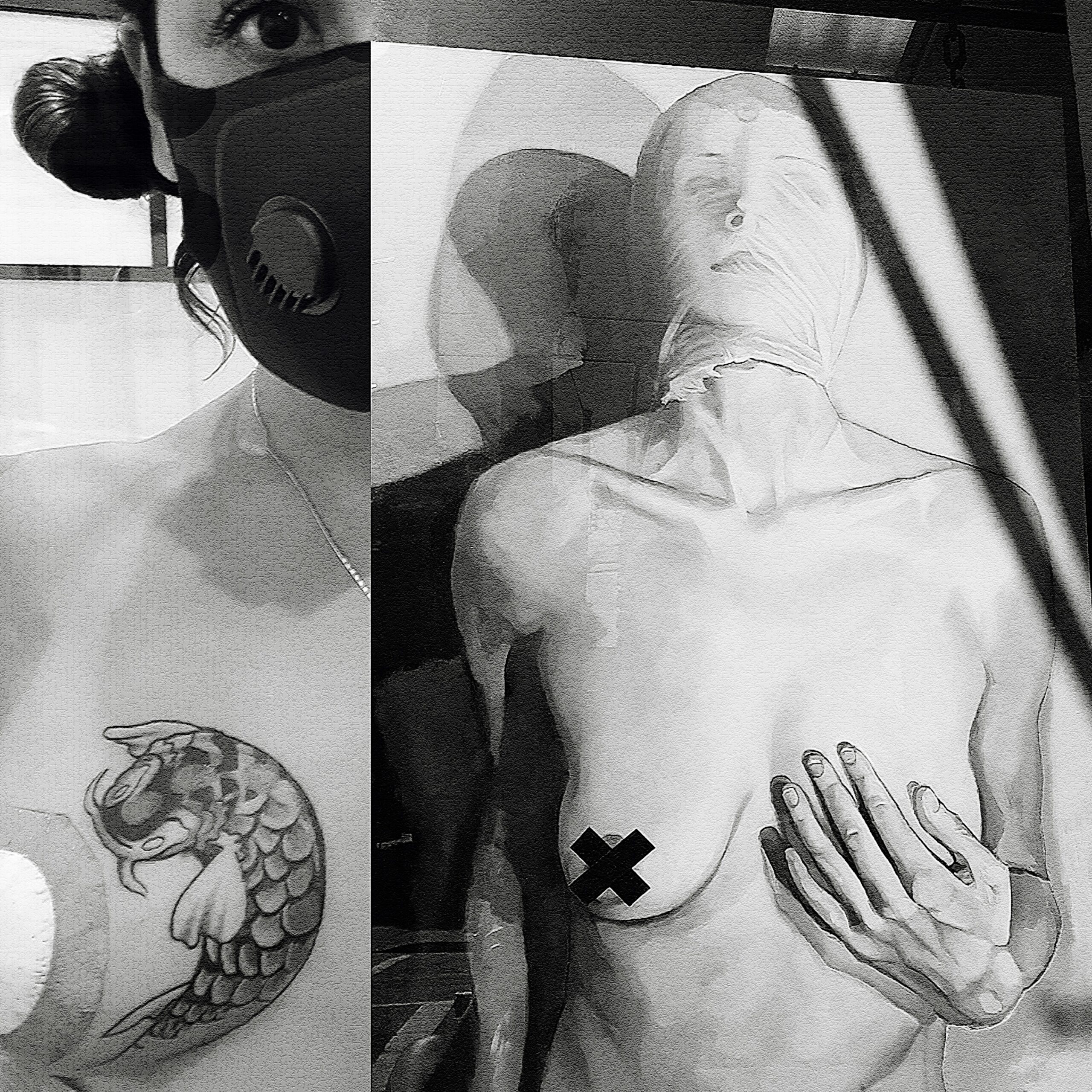 Split image showing a woman's body.