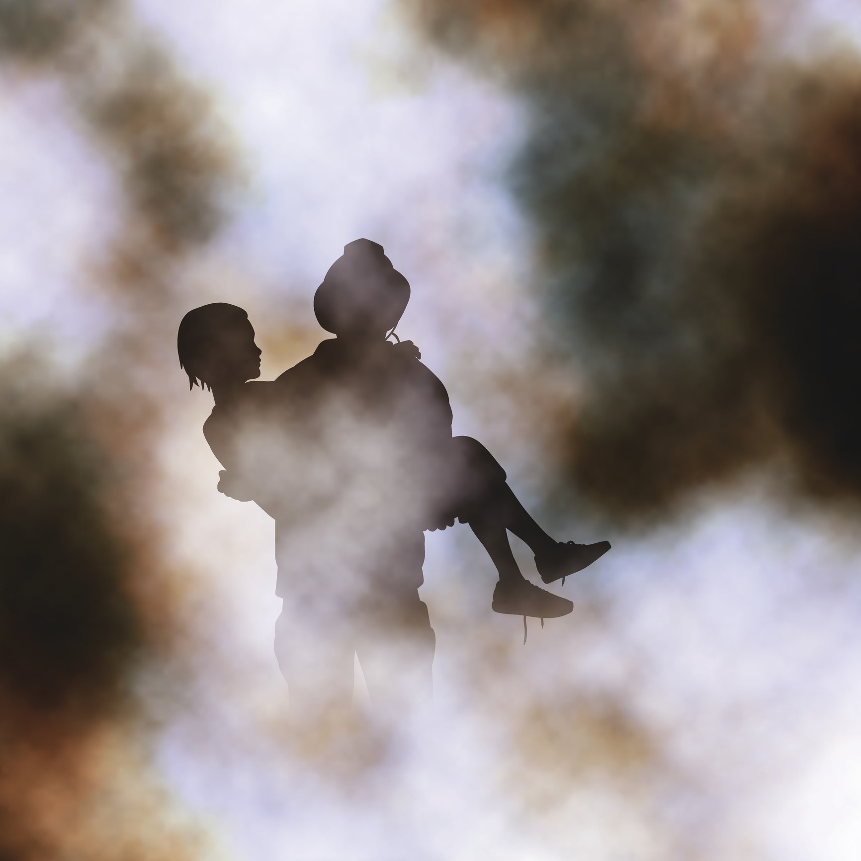 Adult rescuing a small child from danger.