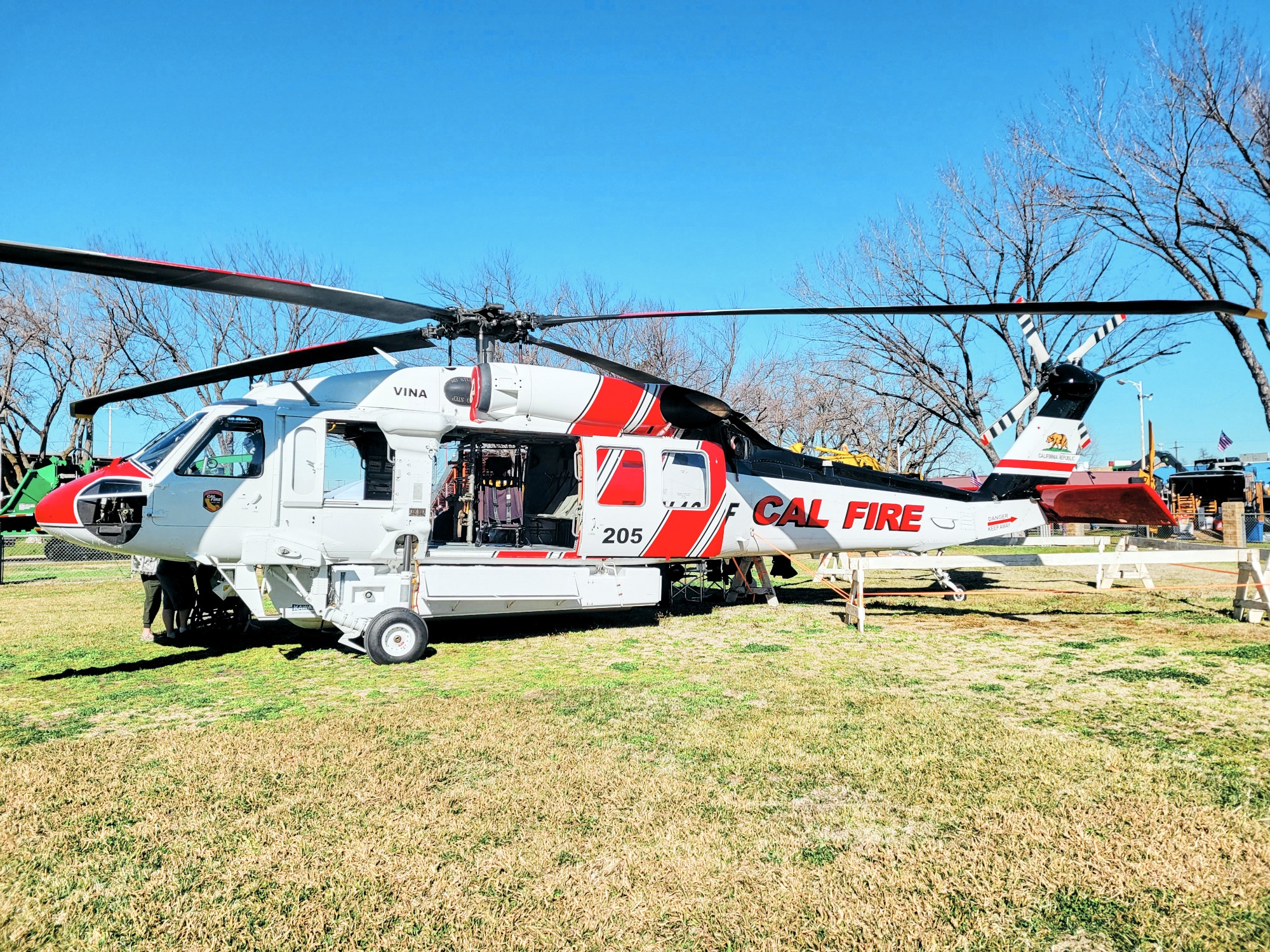 Emergency rescue helicopter ready for takeoff