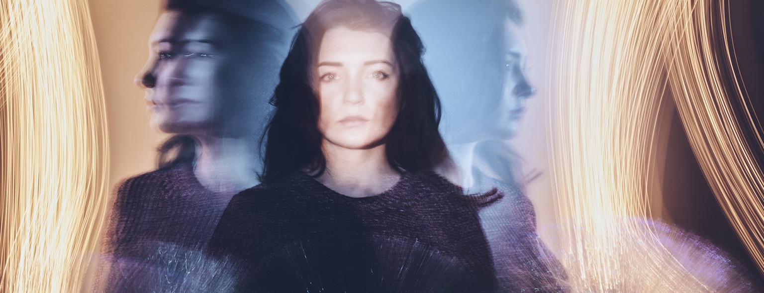 Woman's face blurred with multiple-exposure technique